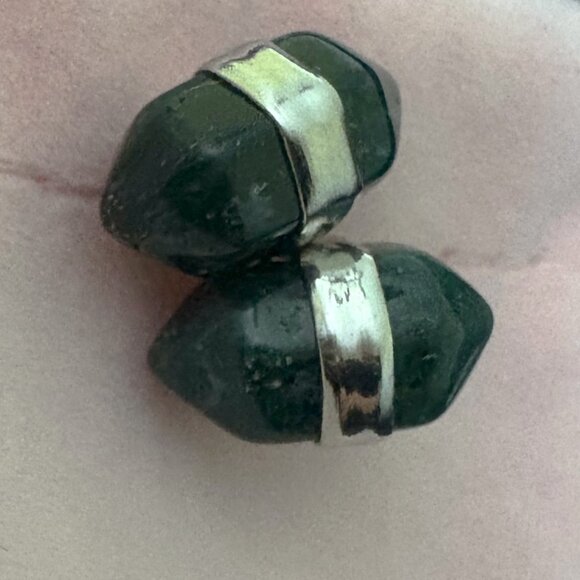 Dark Green Modern Maya Jade Post Earrings with Sterling Silver with Dust bag - Picture 9 of 9